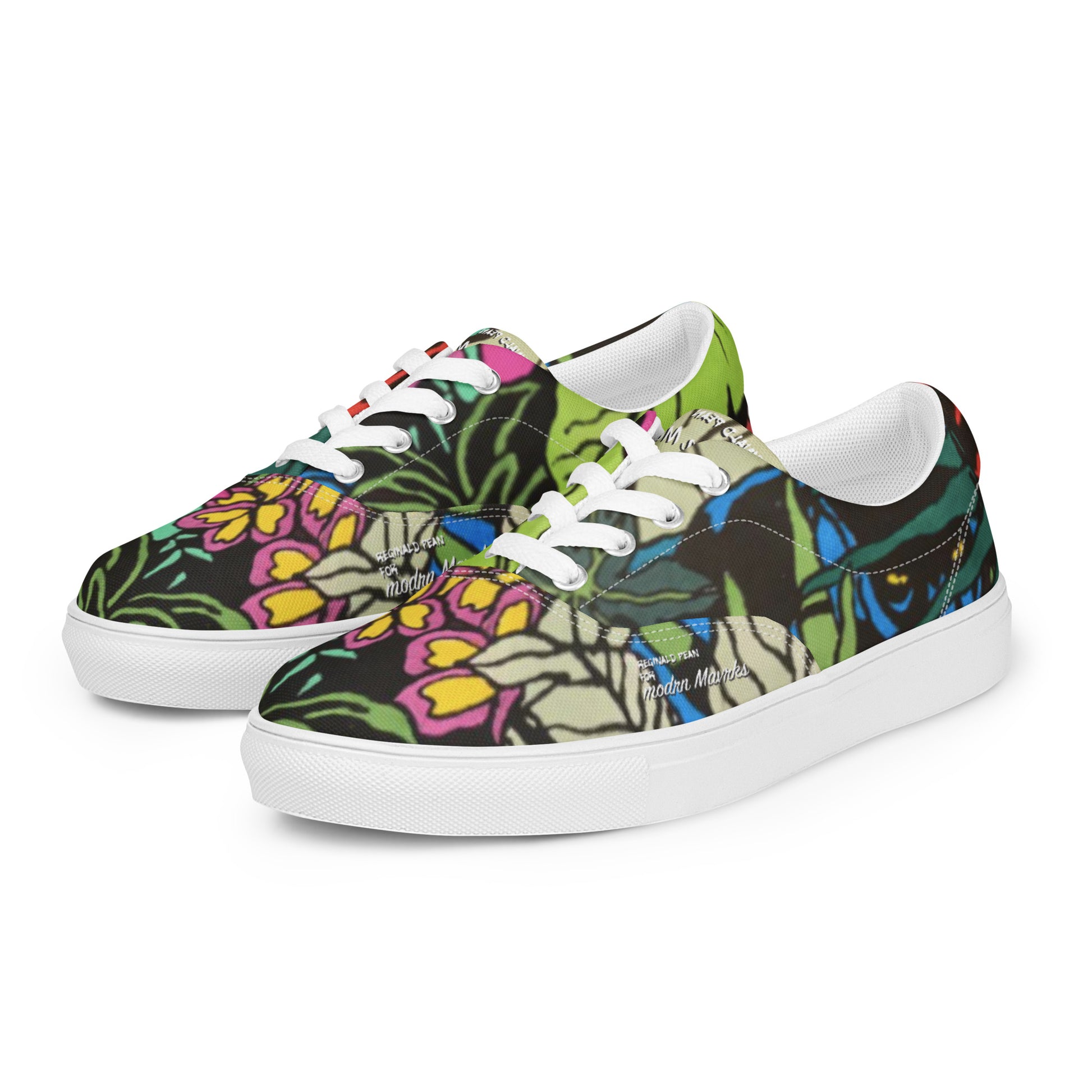 Reginald Pean for modrn Mavrks Panther in the Jungle Men’s lace-up canvas shoes image 1