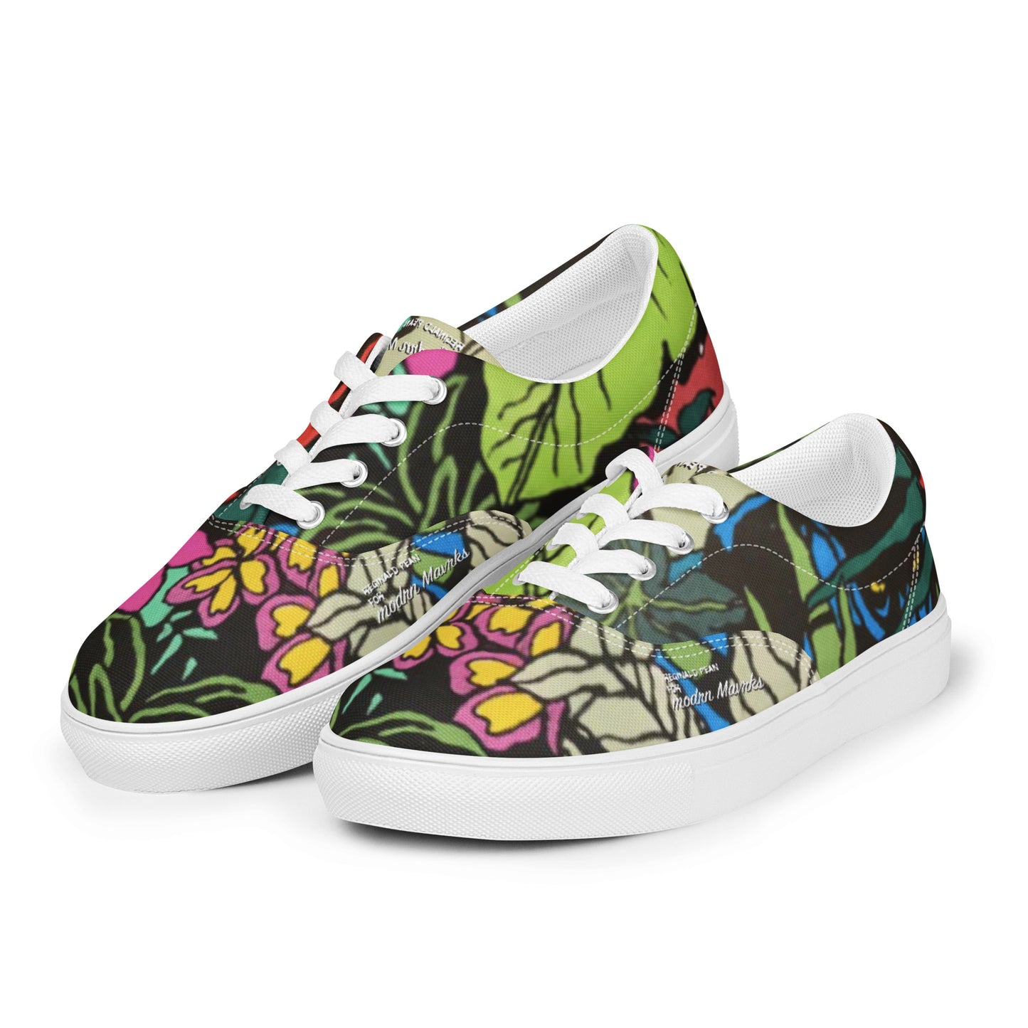 Reginald Pean for modrn Mavrks Panther in the Jungle Men’s lace-up canvas shoes image 3