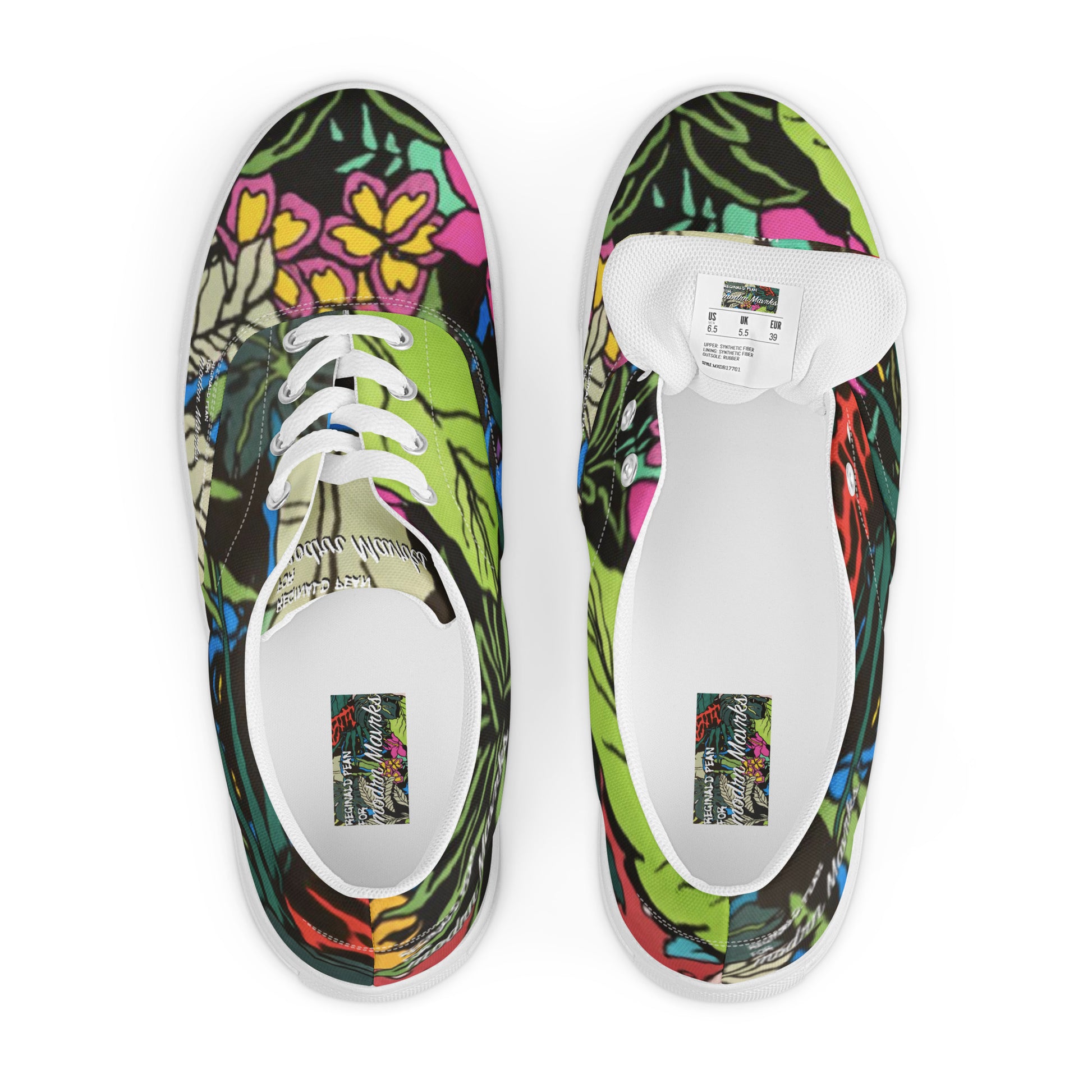 Reginald Pean for modrn Mavrks Panther in the Jungle Men’s lace-up canvas shoes image 5