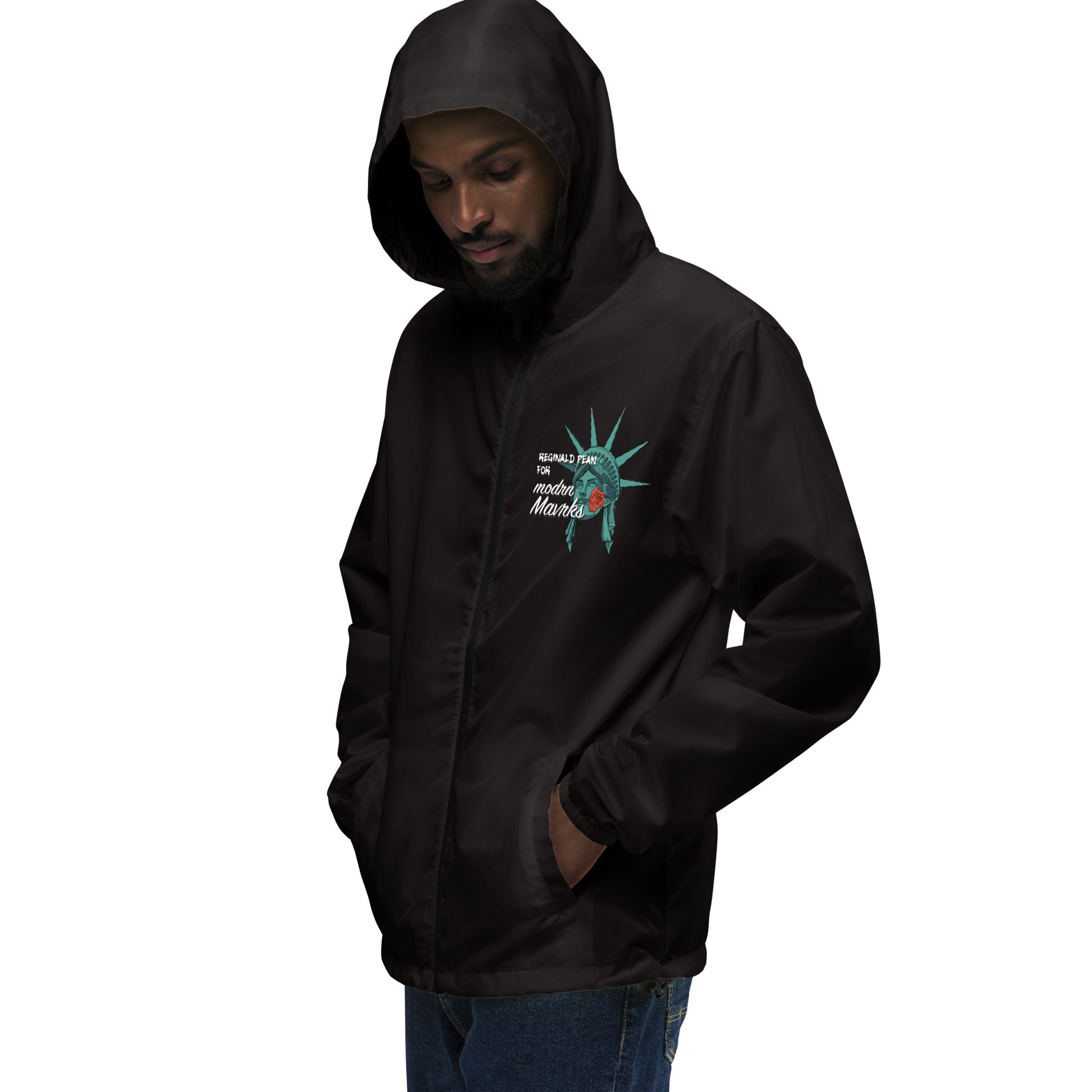 Reginald Pean for modrn Mavrks Unisex lightweight zip up windbreaker image 4