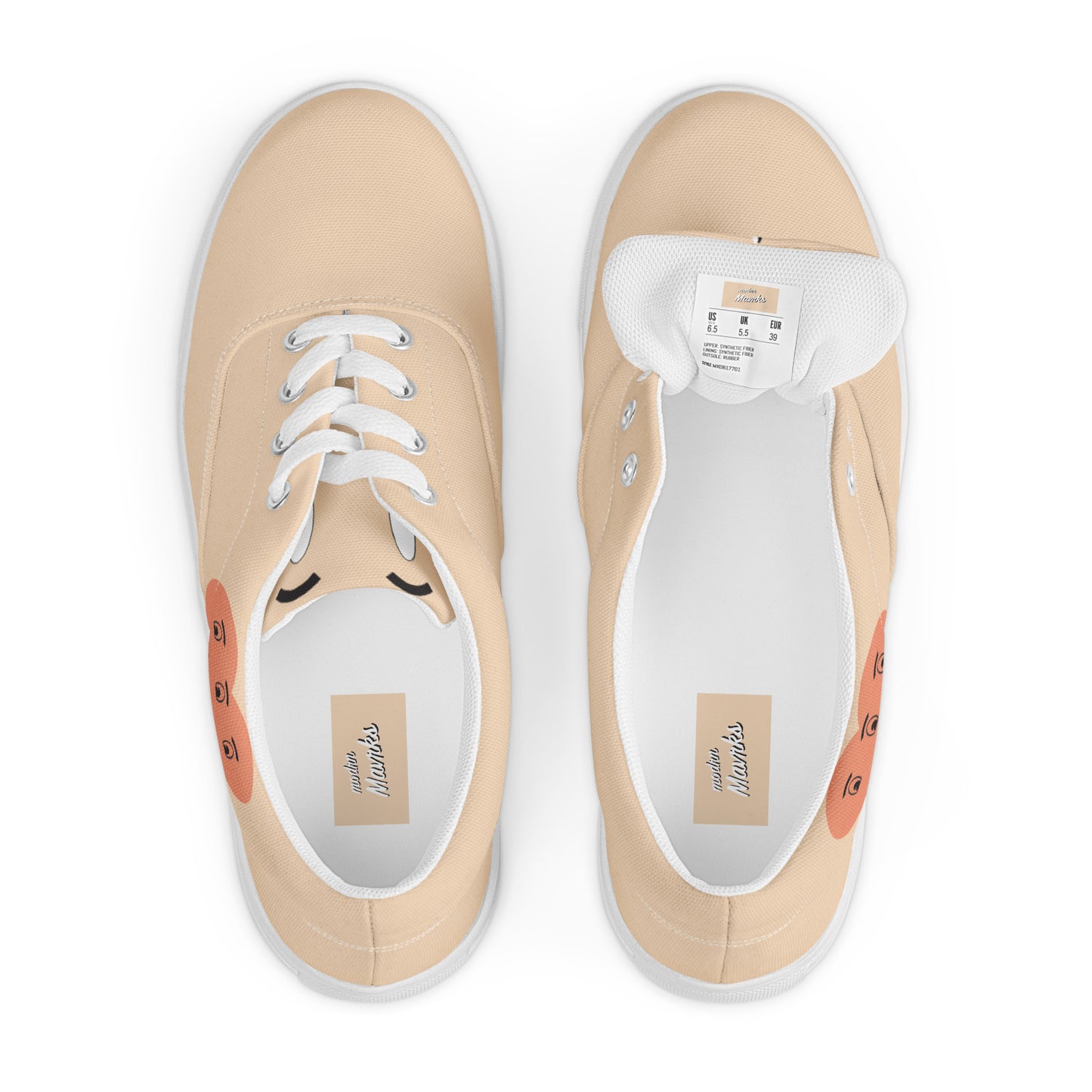 modrn Mavrks haring heart Men’s lace-up canvas shoes image 5