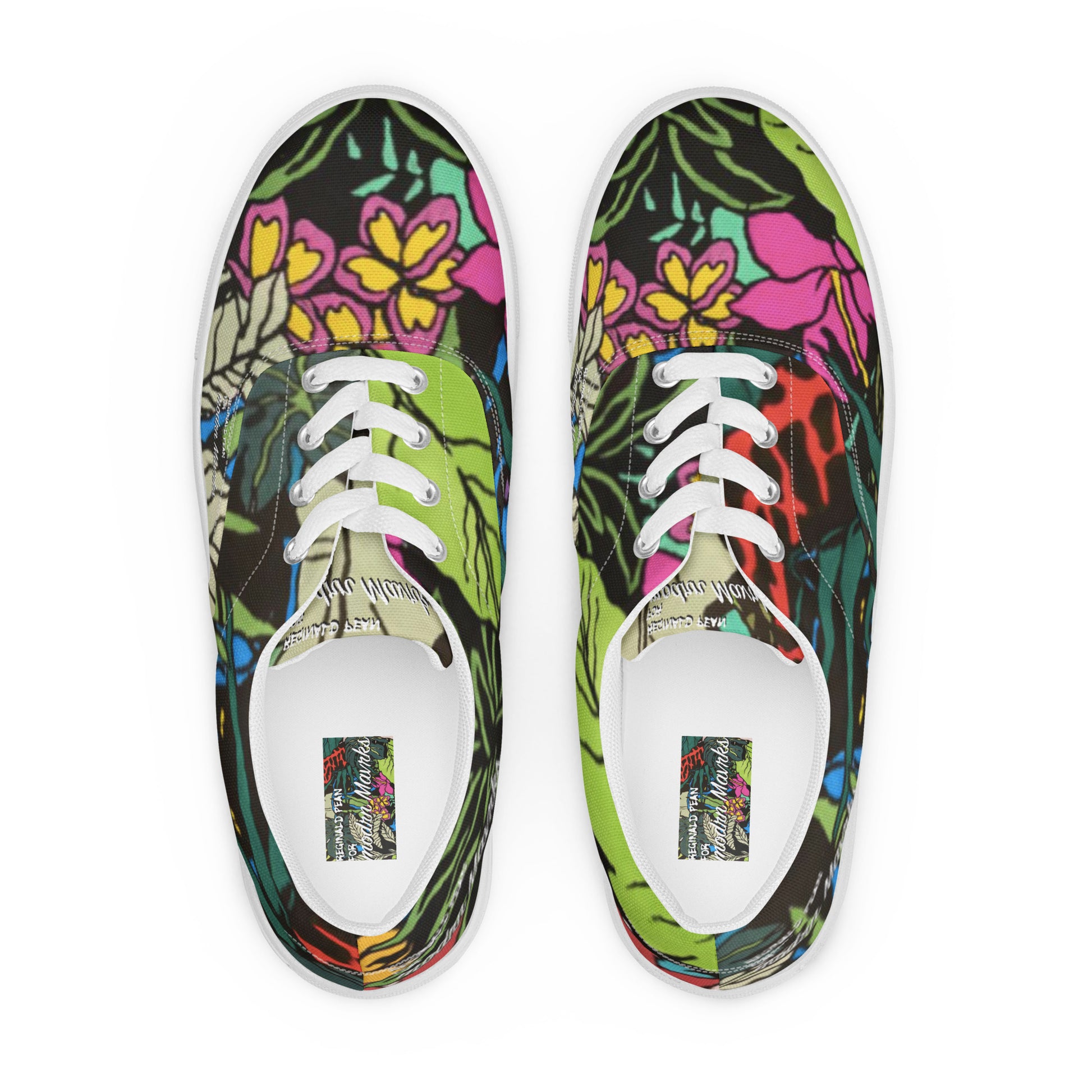 Reginald Pean for modrn Mavrks Panther in the Jungle Men’s lace-up canvas shoes image 0